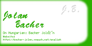 jolan bacher business card